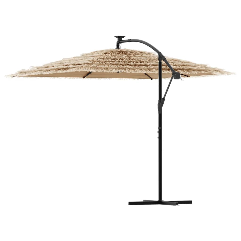 Sun Umbrella with LED/Steel Pole, Brown, 269x269x235cm