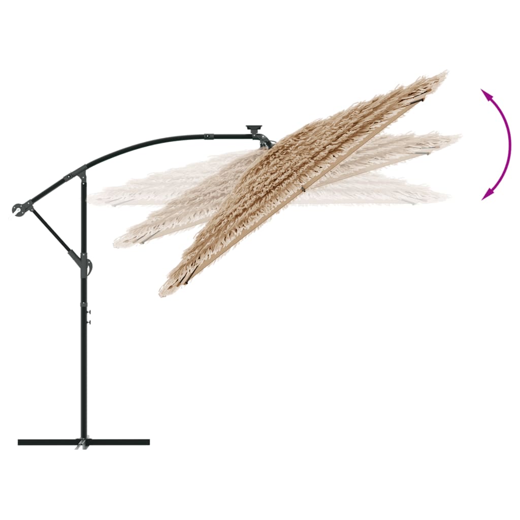 Sun Umbrella with LED/Steel Pole, Brown, 269x269x235cm
