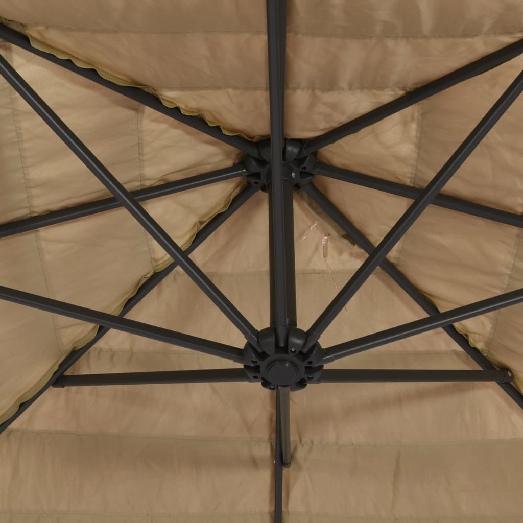 Sun Umbrella with LED/Steel Pole, Brown, 269x269x235cm