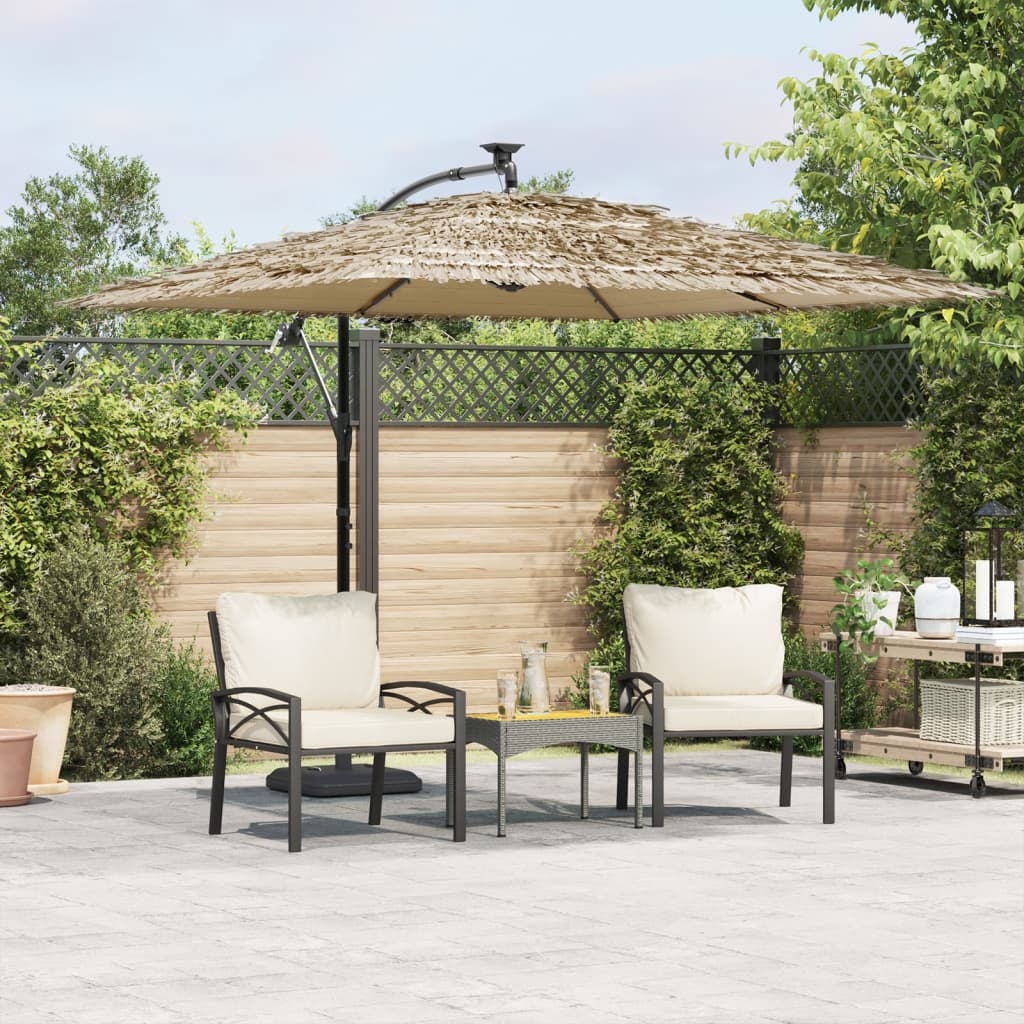 Sun Umbrella with LED/Steel Pole, Brown, 269x269x235cm