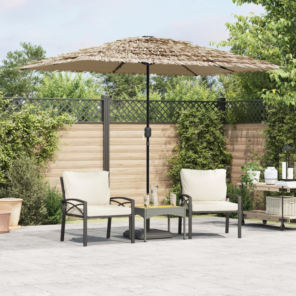 Parasol with LED/steel pole, brown, 300x200x250cm