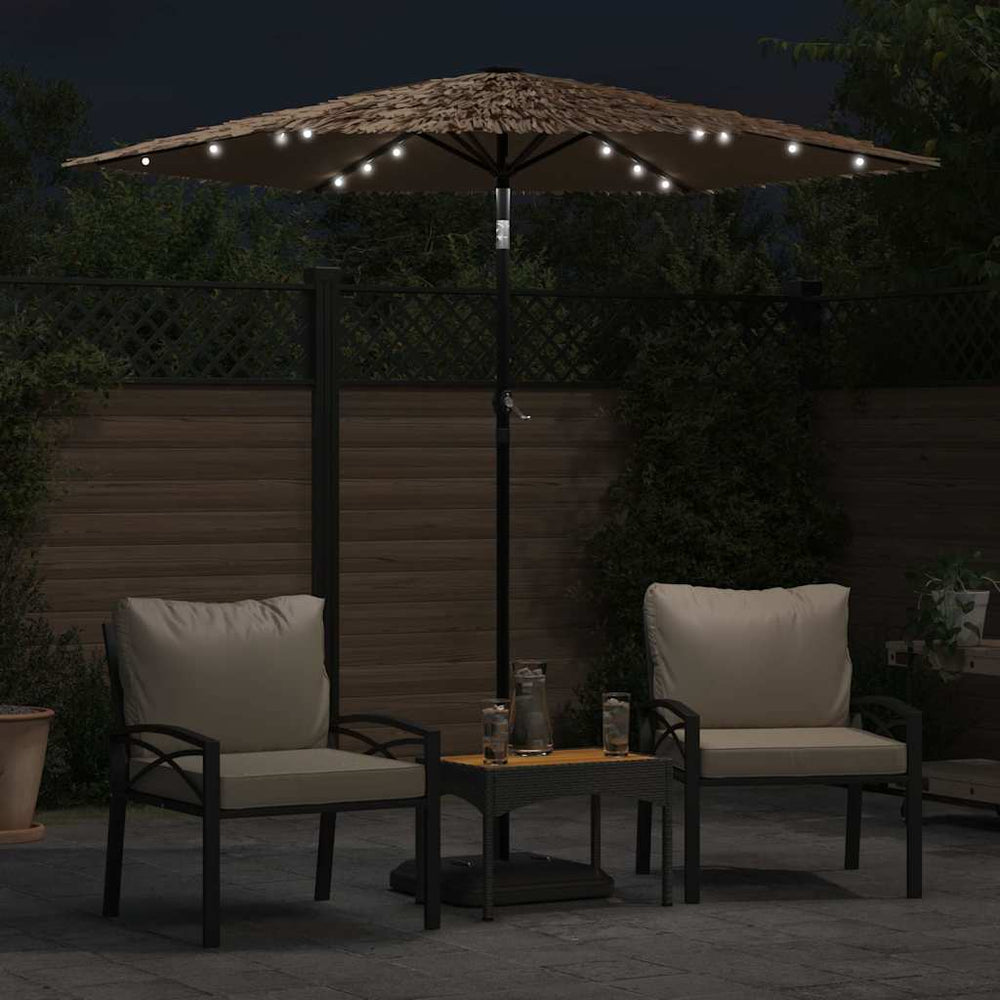 Skėtis nuo saulės su LED/plieniniu stulpu, rudas, 223x223x213cm