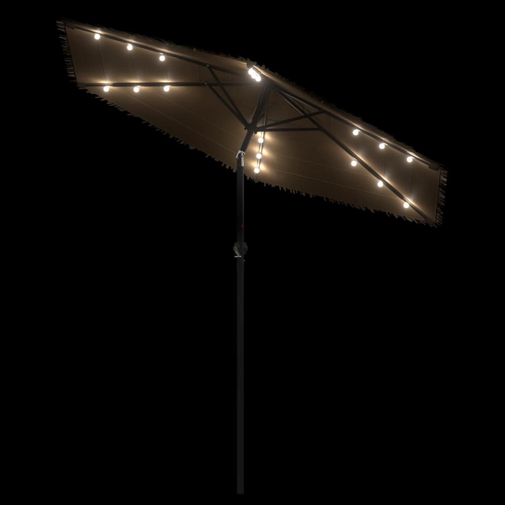Skėtis nuo saulės su LED/plieniniu stulpu, rudas, 223x223x213cm