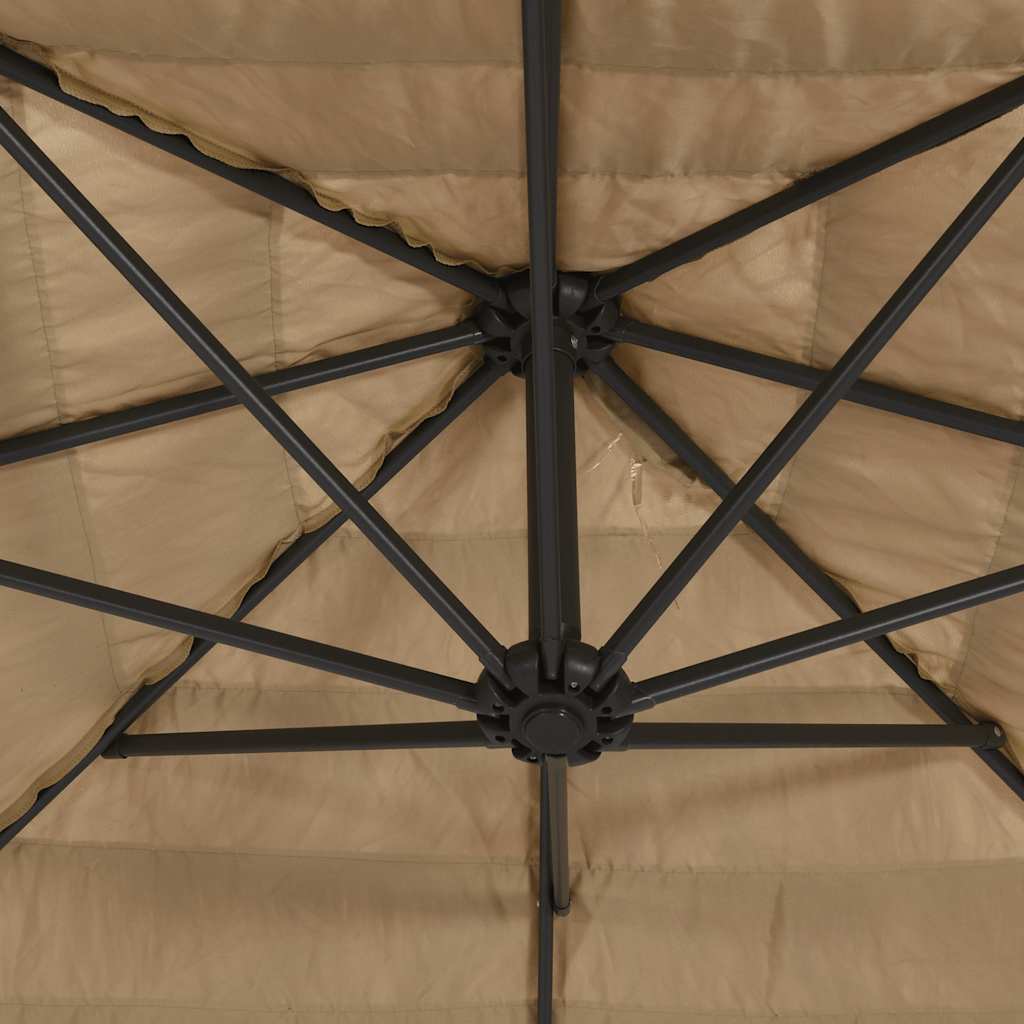 Skėtis nuo saulės su LED/plieniniu stulpu, rudas, 223x223x213cm