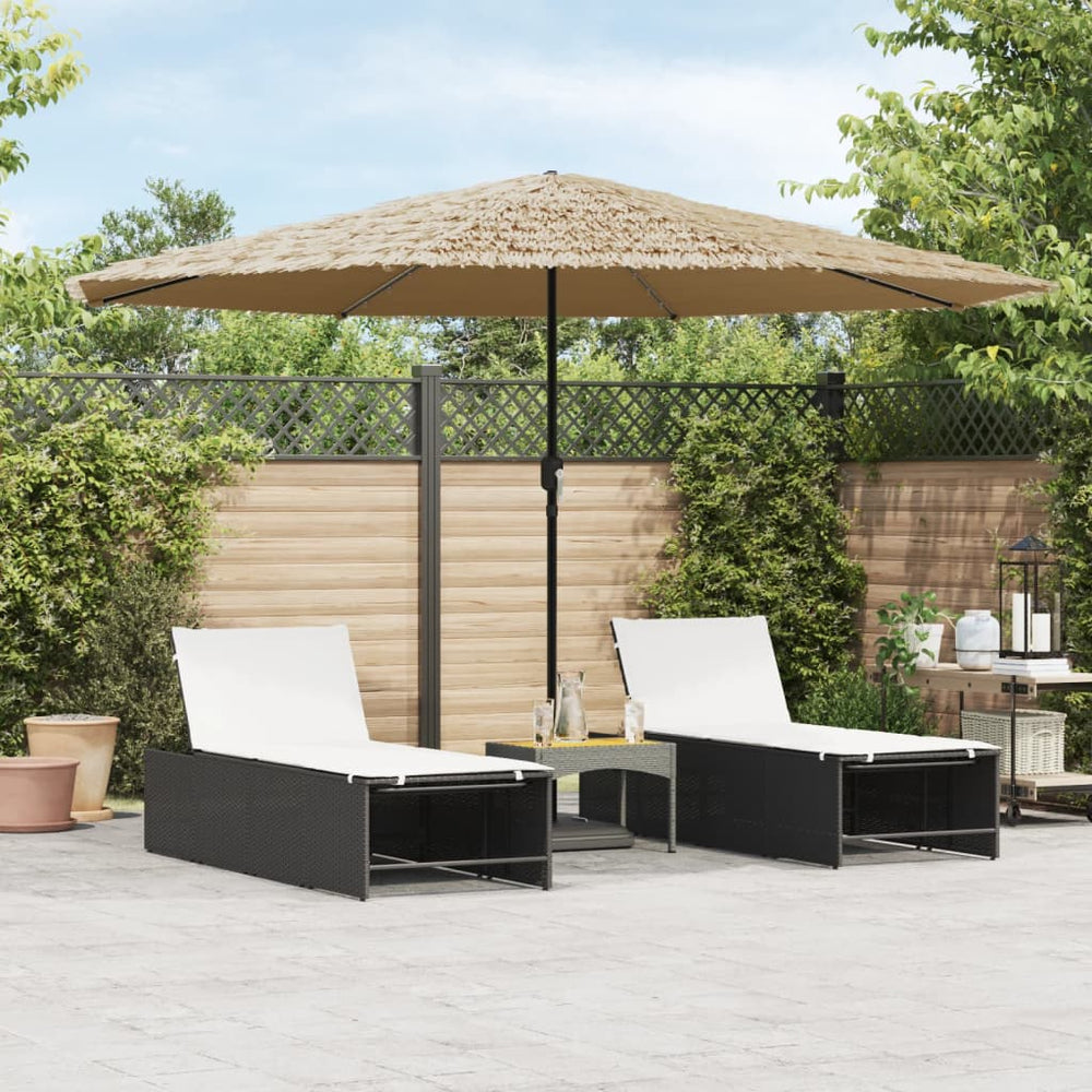 Sun umbrella with LED/steel pole, brown, 388x388x248cm