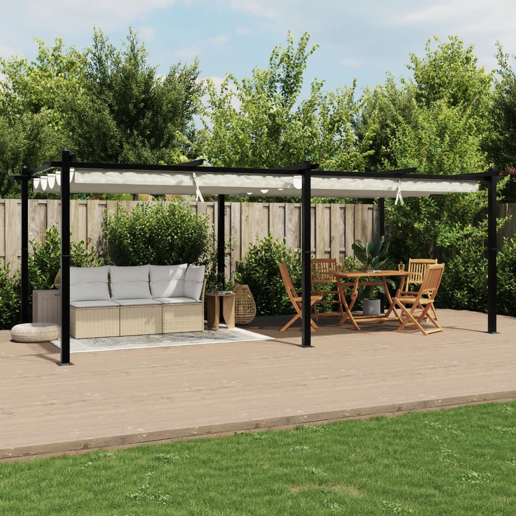 Pavėsinė ištraukiamu stogu ENFIELD, kreminė, 3x6m