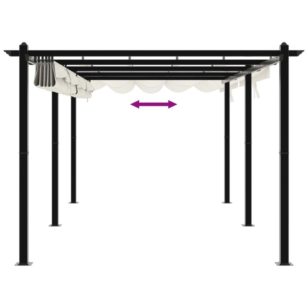 Pavėsinė ištraukiamu stogu ENFIELD, kreminė, 3x6m