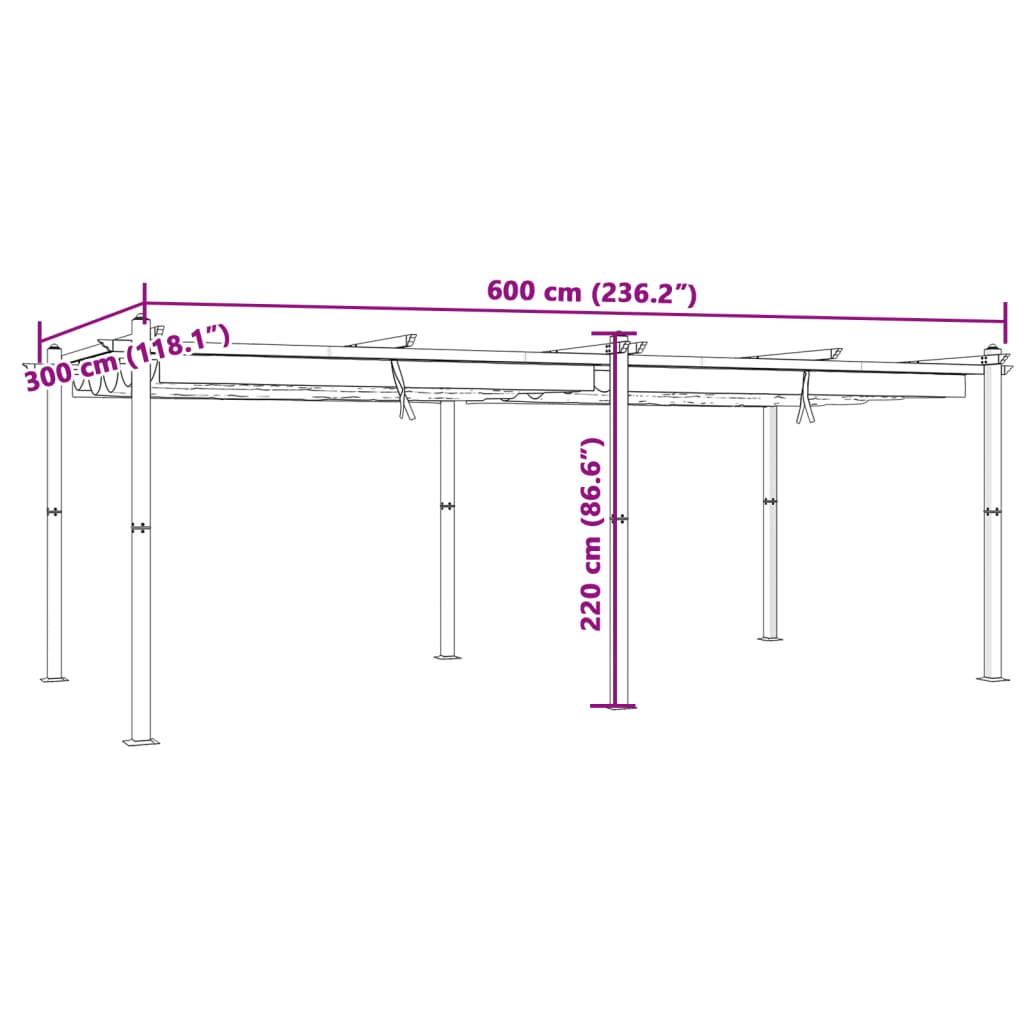 Enfield Retractable Roof Pergola, anthracite, 3x6m