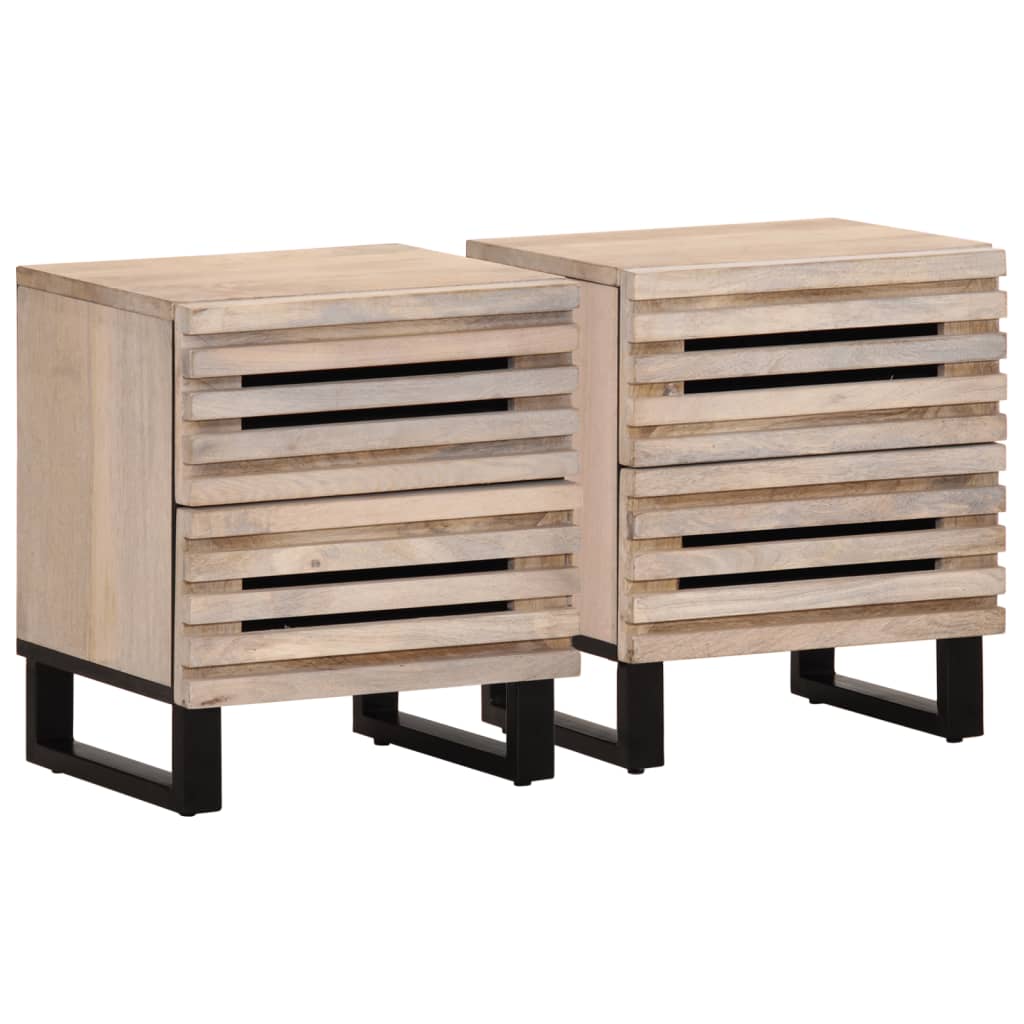 Bedside tables, 2 pcs., 40x34x46cm, bleached mango solid wood