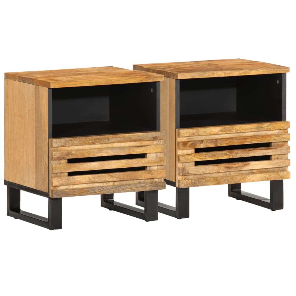 Bedside cabinets, 2 pcs, 40x34x46cm, solid mango wood