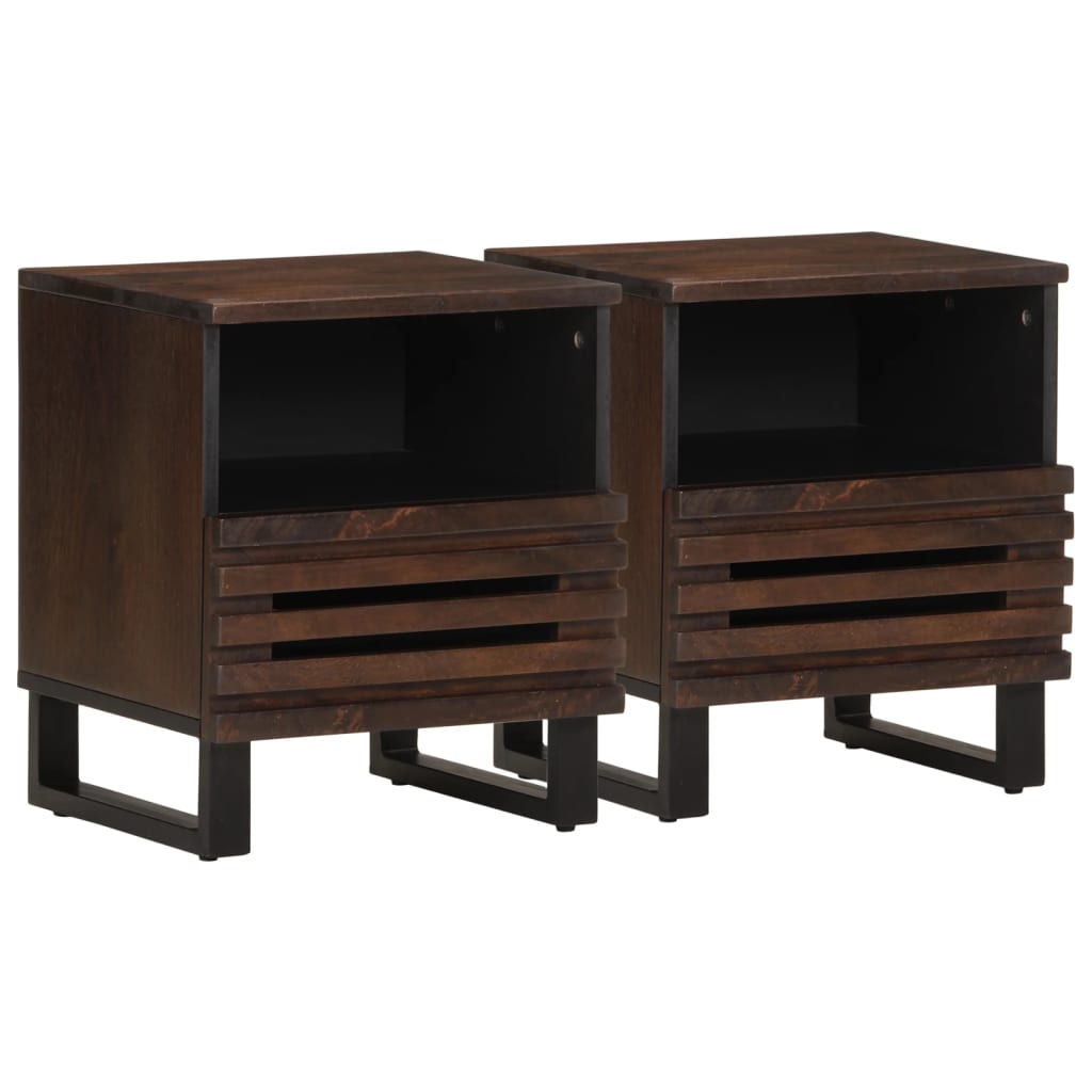 Bedside cabinets, 2 pcs, 40x34x46cm, solid mango wood