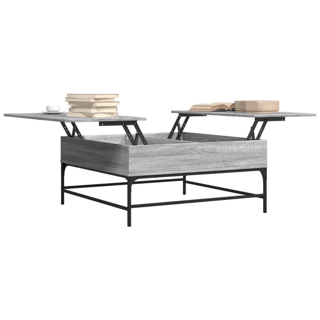 Coffee table, grey oak, 95x95x45cm, wood and metal