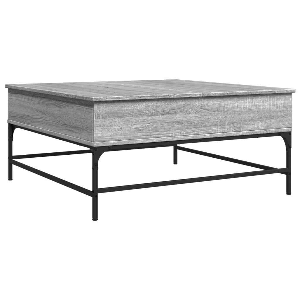 Coffee table, grey oak, 95x95x45cm, wood and metal