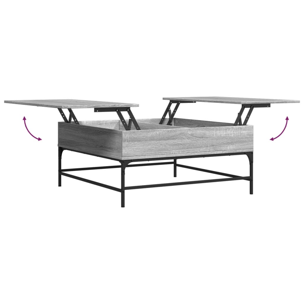 Coffee table, grey oak, 95x95x45cm, wood and metal