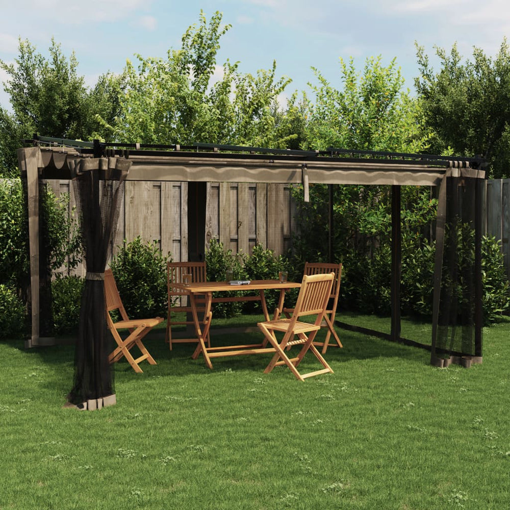 Gazebo with mosquito net GARNET, taupe, 4x3m