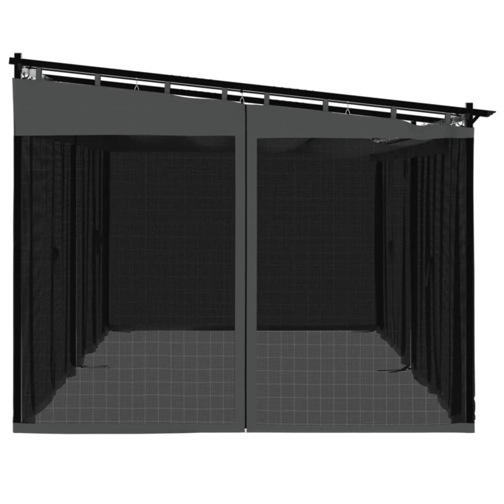 Pavėsinė su tinkleliu GARNET, antracito, 6x4m