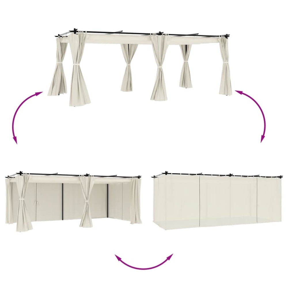 Gazebo with curtains GARNET, cream, 6x3m