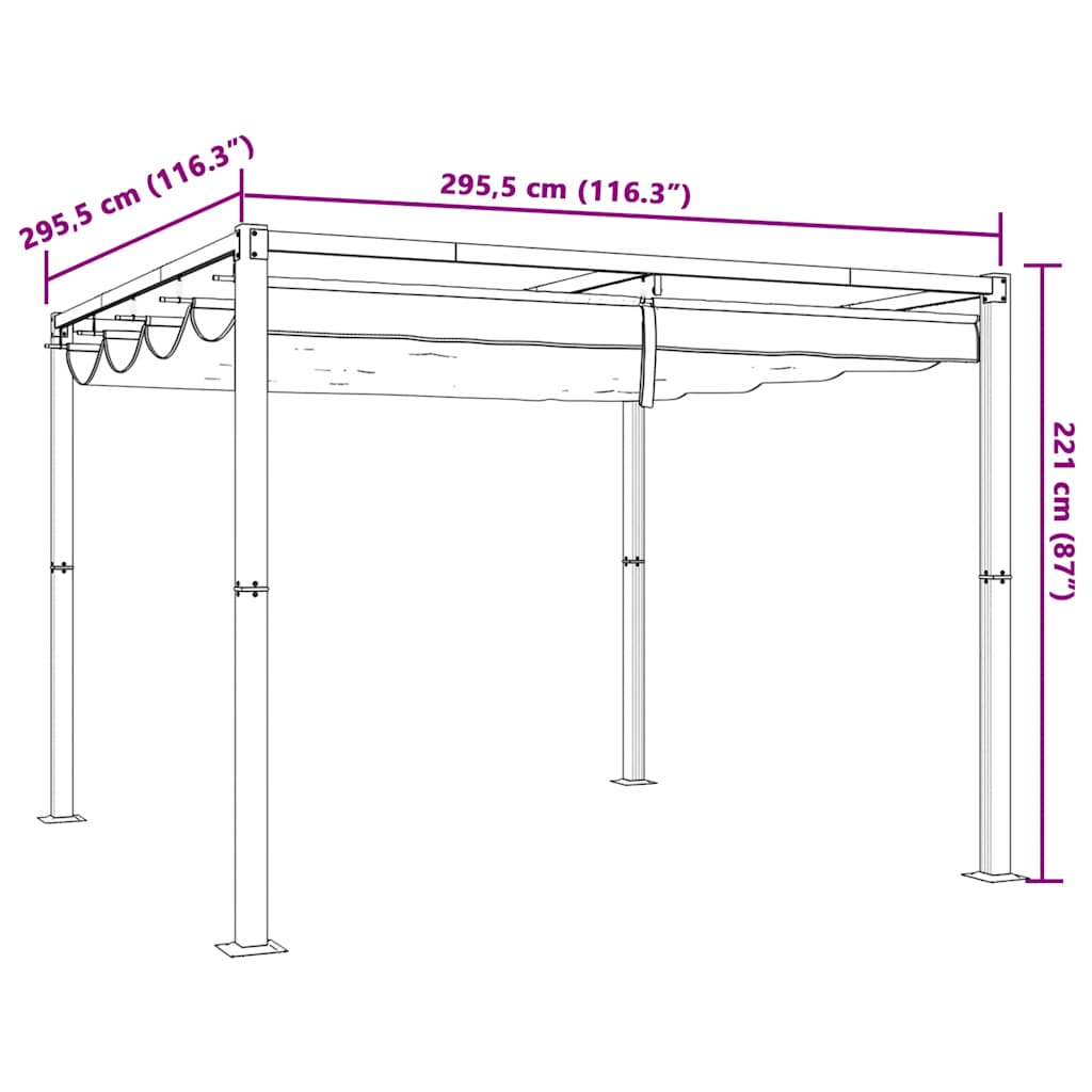 Pavėsinė ištraukiamu stogu HELIOS, 3x3m