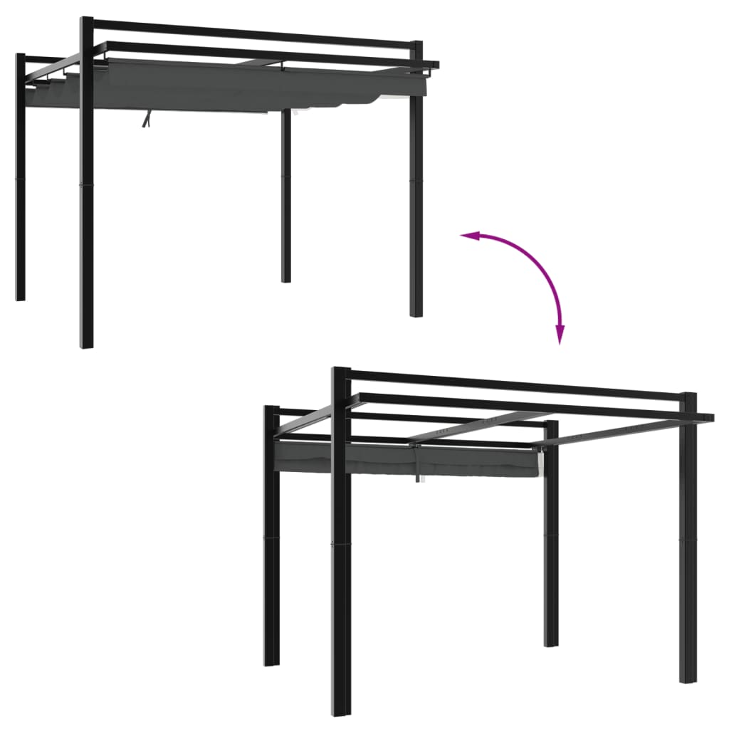 Retractable roof gazebo HELIOS, anthracite, 3x3m