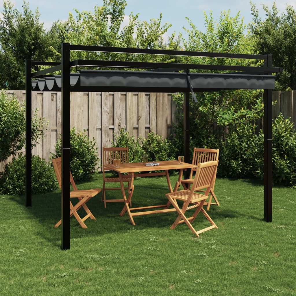 Retractable roof gazebo HELIOS, anthracite, 3x3m