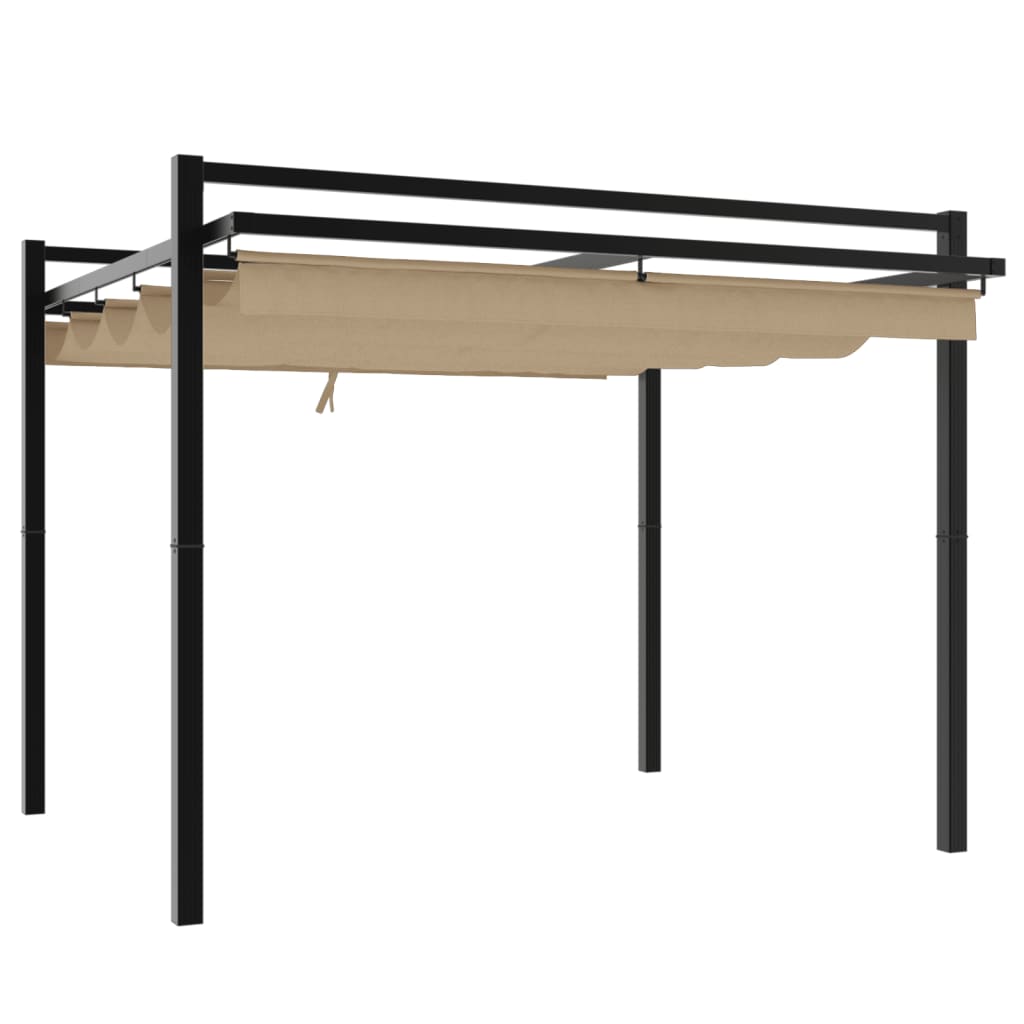 Pavėsinė ištraukiamu stogu HELIOS, taupe, 3x3m