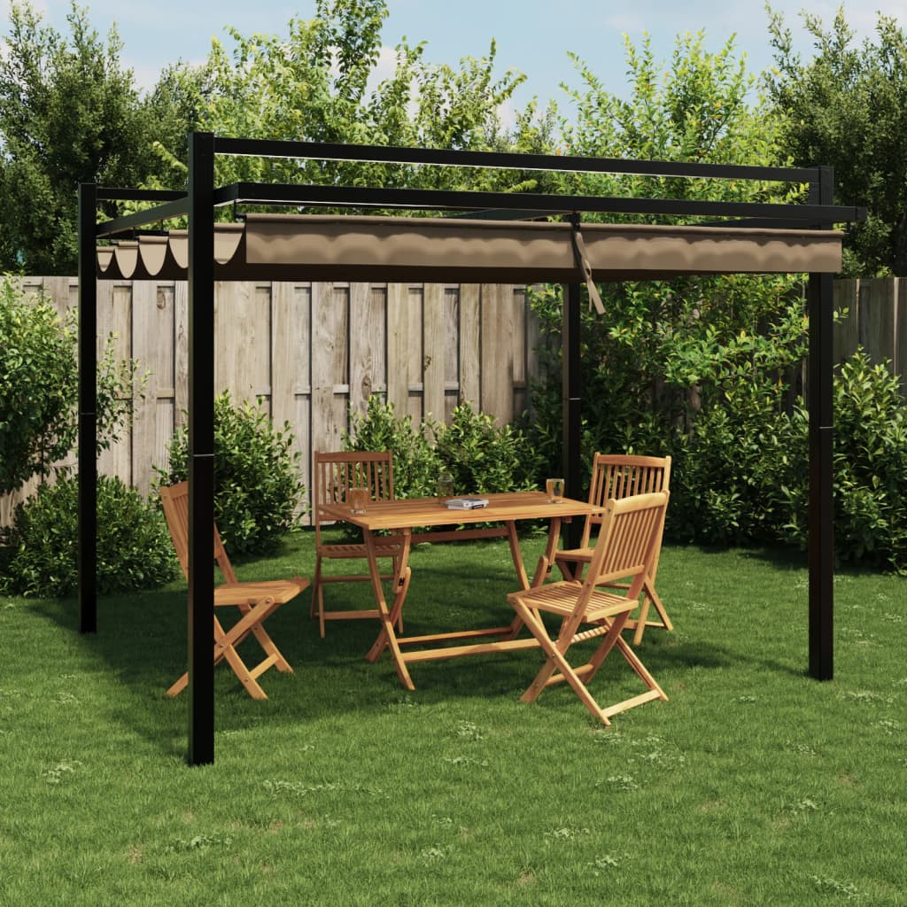 Pavėsinė ištraukiamu stogu HELIOS, taupe, 3x3m