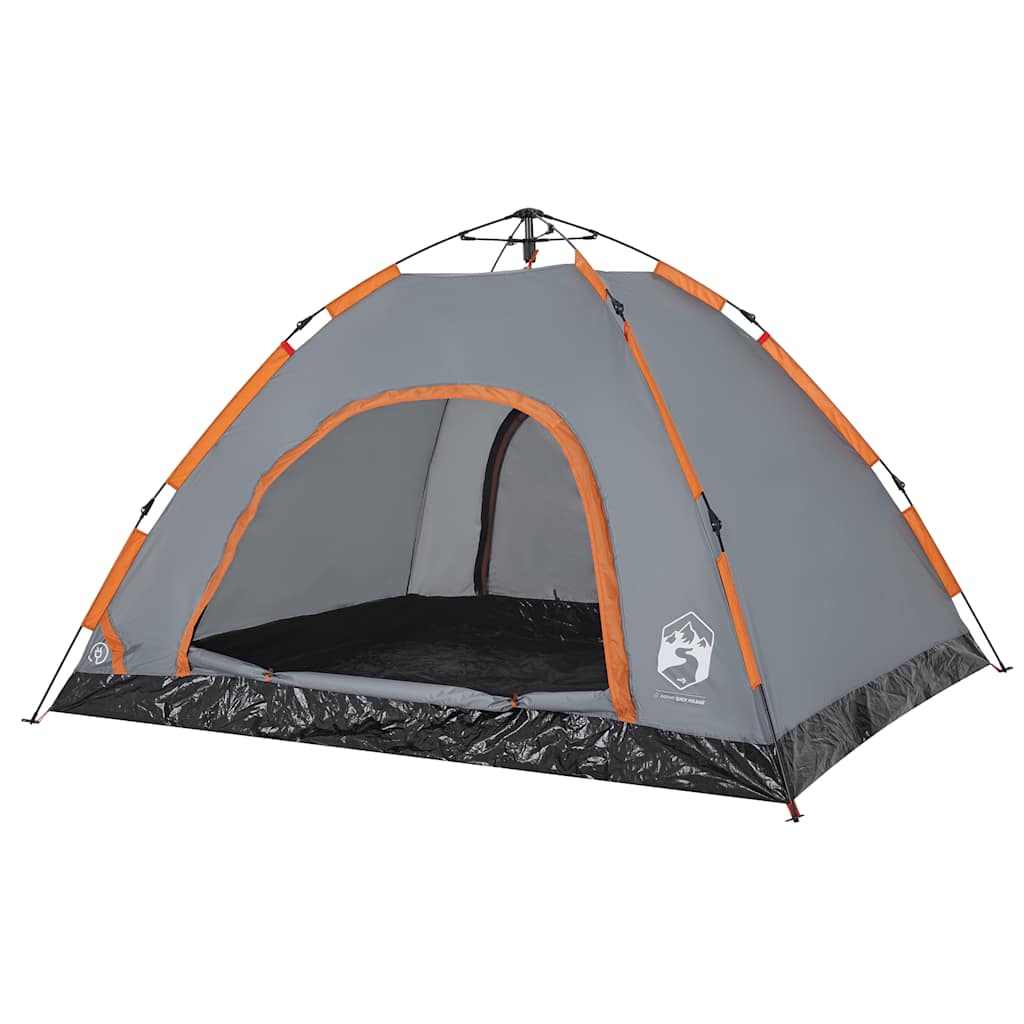 Camping tent, grey and orange, four-person