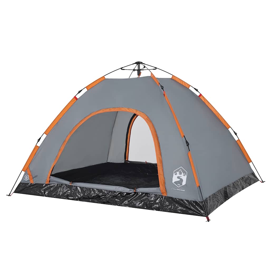 Camping tent, grey and orange, four-person