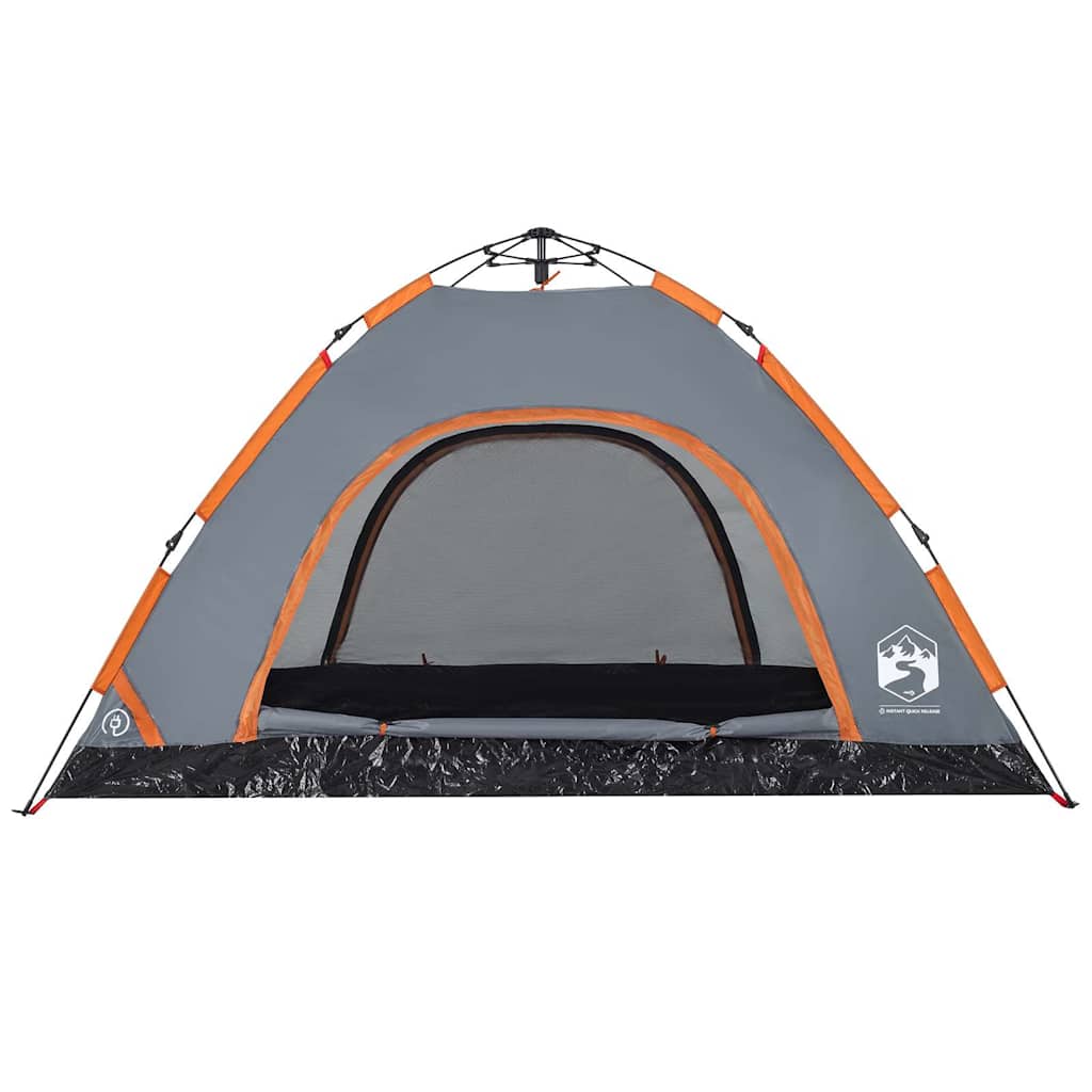 Camping tent, grey and orange, four-person