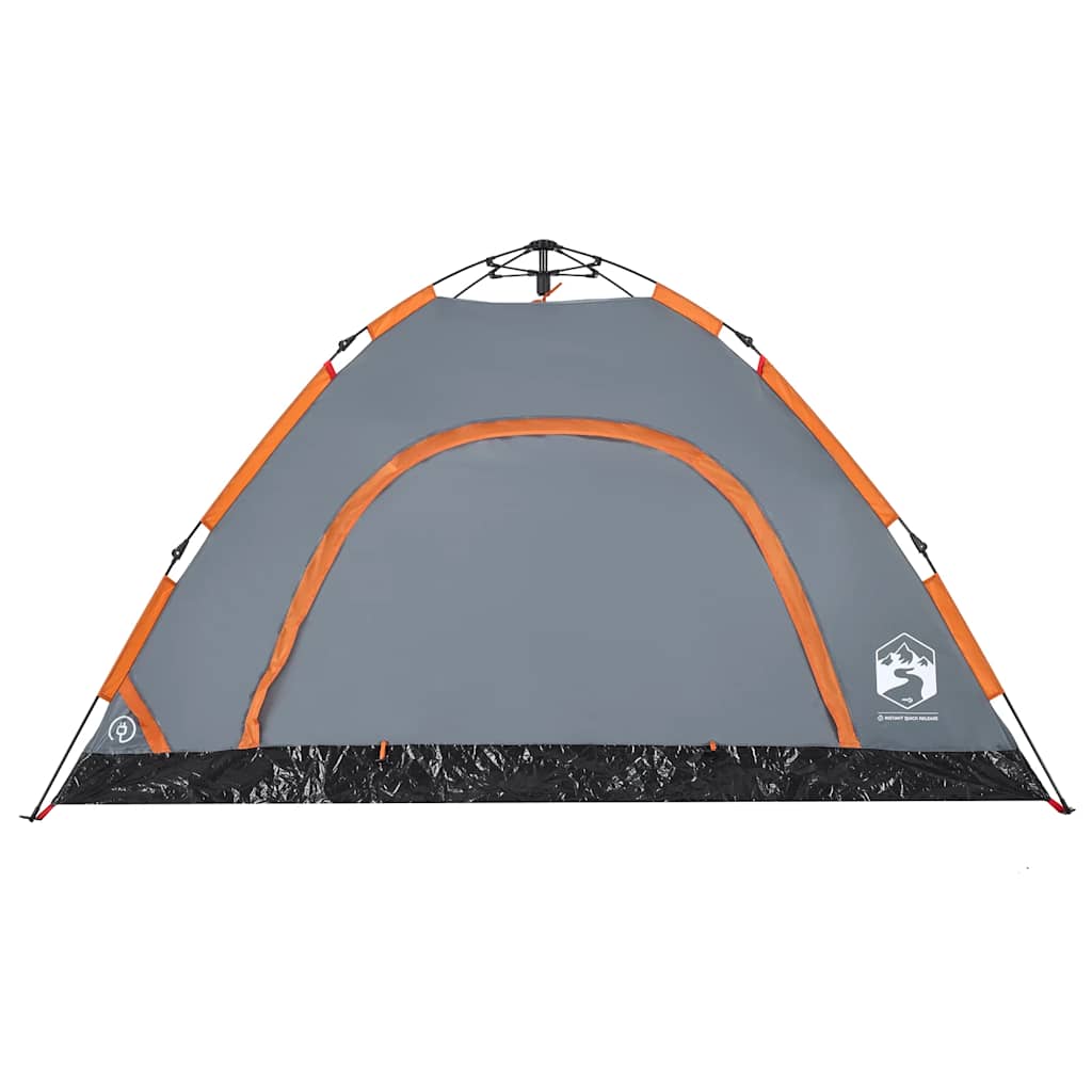 Camping tent, grey and orange, four-person
