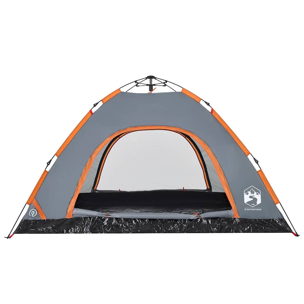 Camping tent, grey and orange, four-person