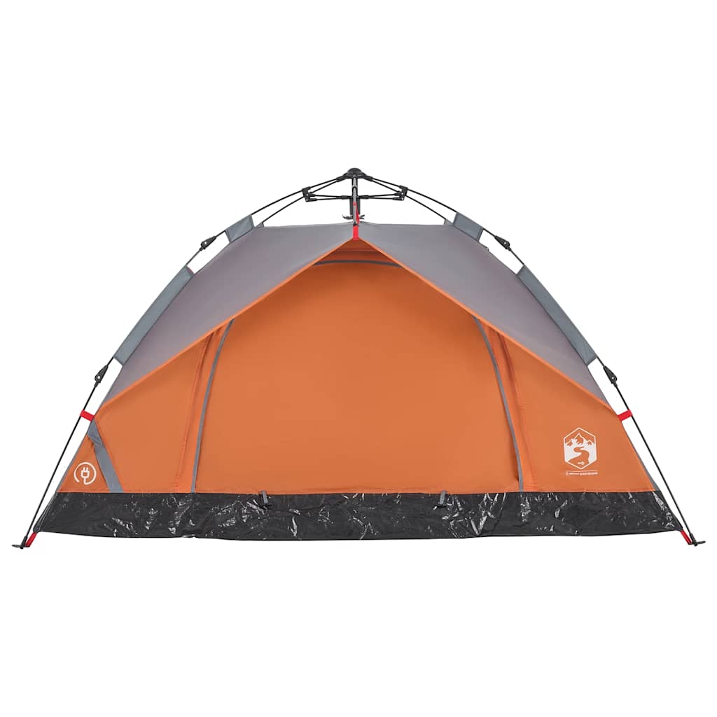 Camping tent, grey and orange, two-person, dome-shaped