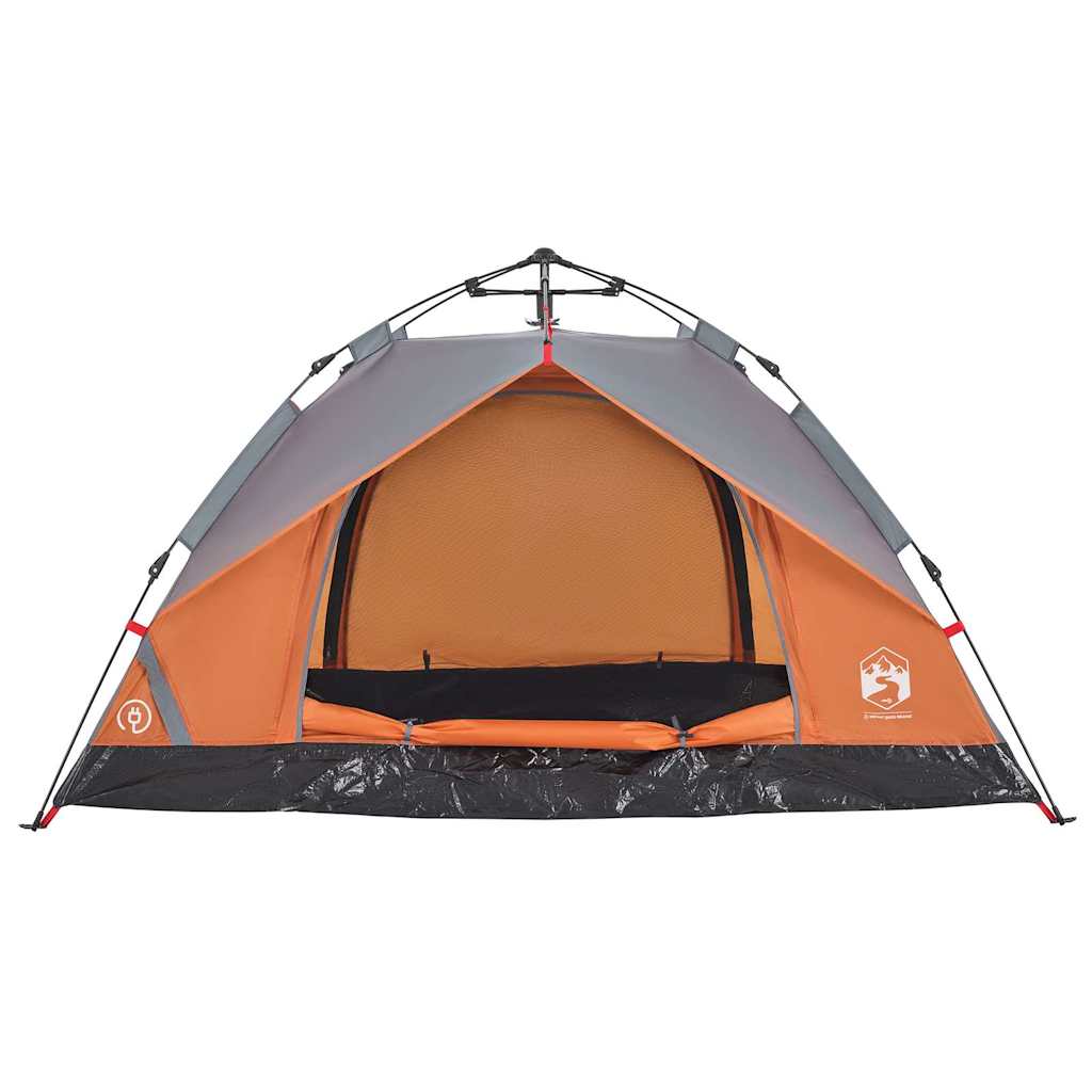 Camping tent, grey and orange, two-person, dome-shaped
