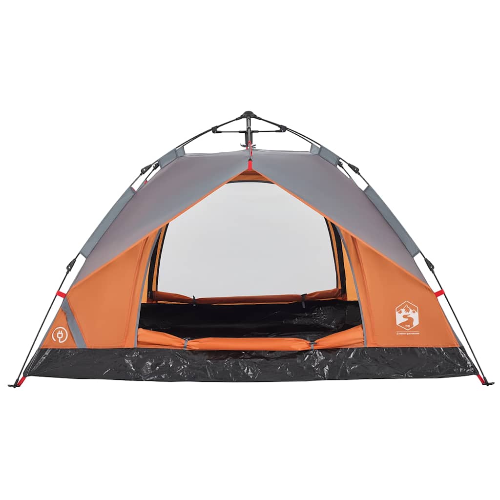 Camping tent, grey and orange, two-person, dome-shaped