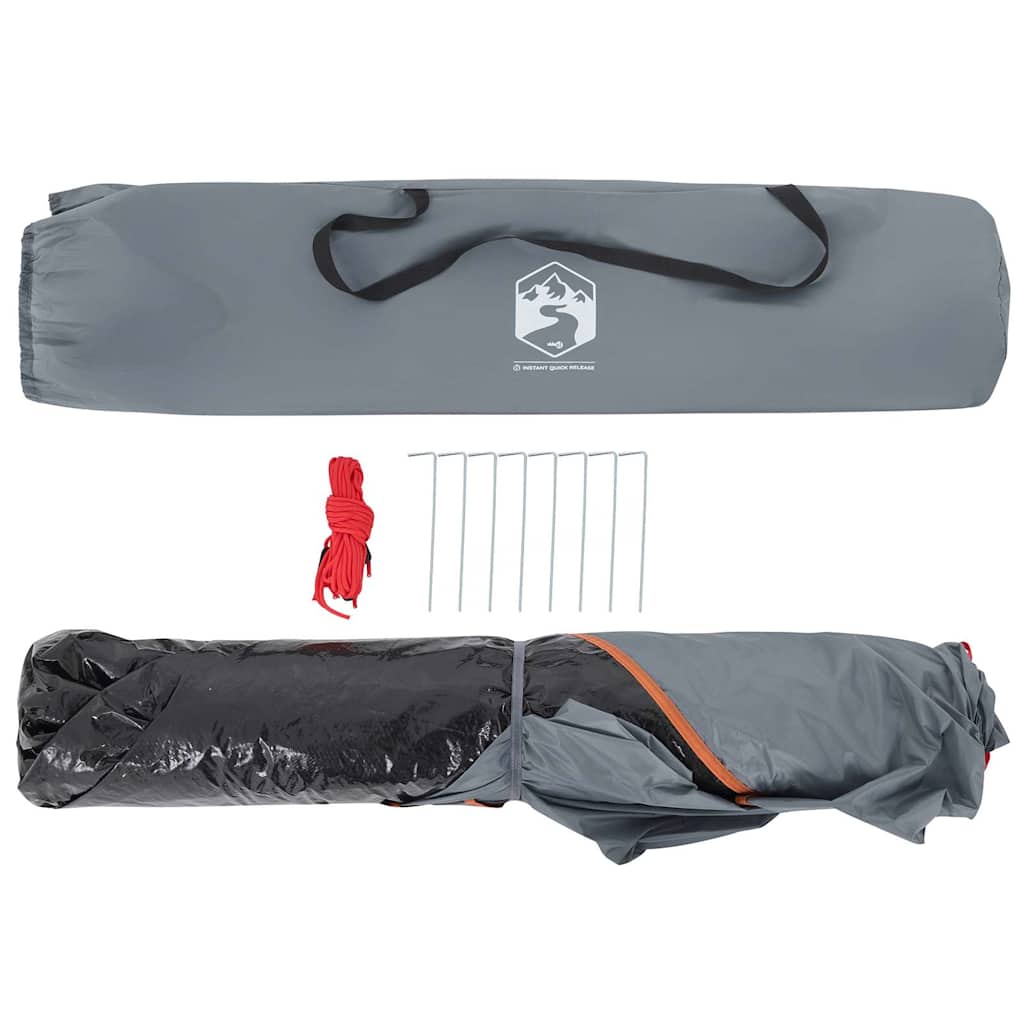Camping tent, grey and orange, two-person, dome-shaped