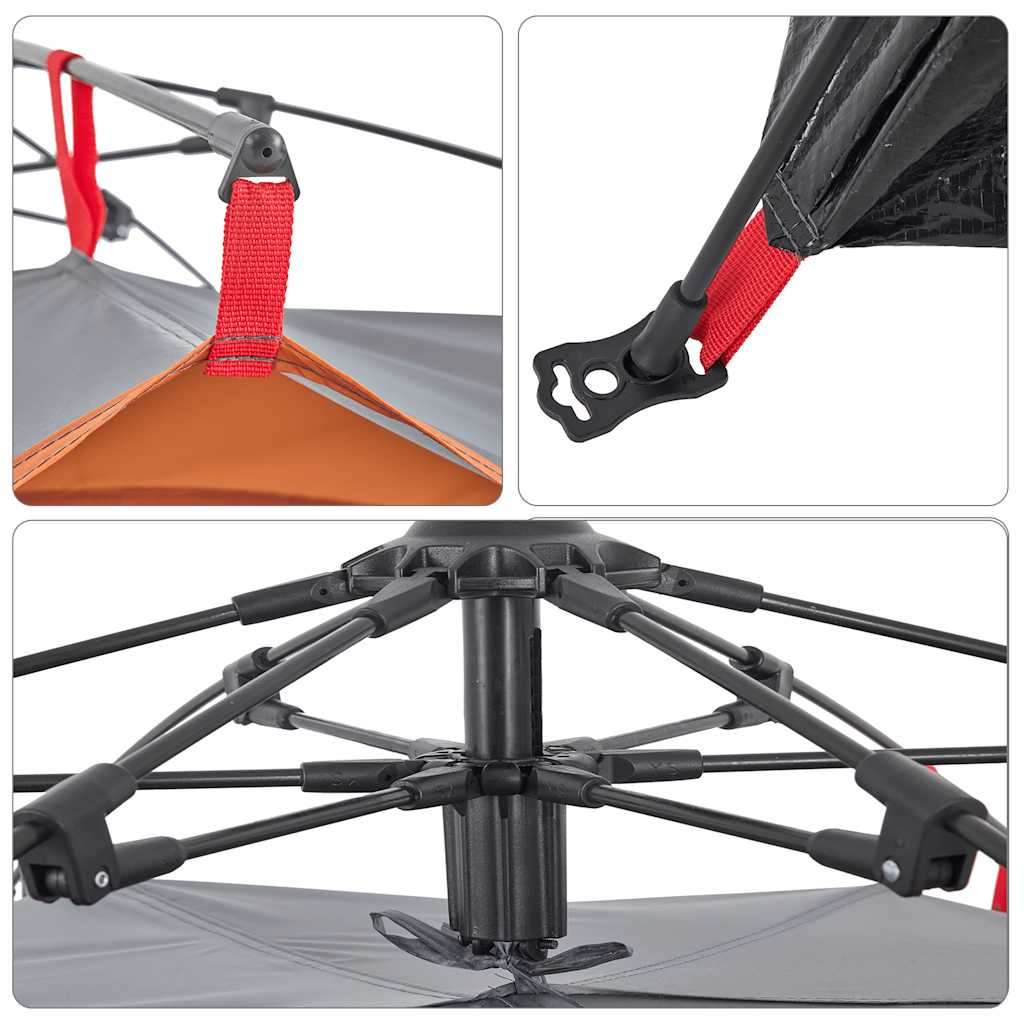 Camping tent, grey and orange, two-person, dome-shaped