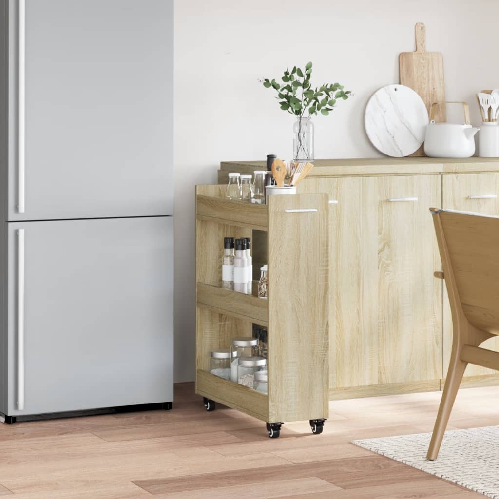 Cabinet on wheels, oak, 60x22x79cm, treated wood