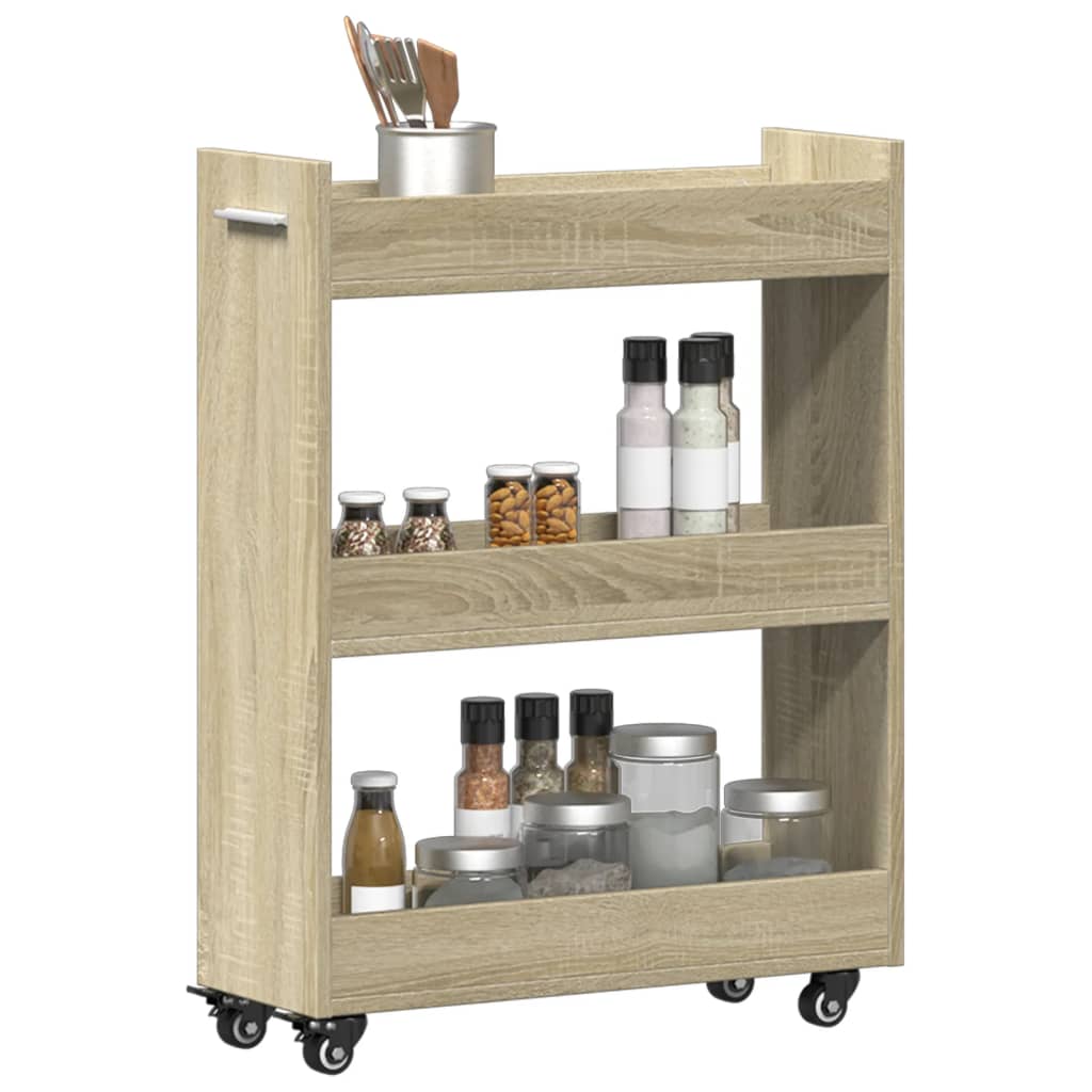 Cabinet on wheels, oak, 60x22x79cm, treated wood