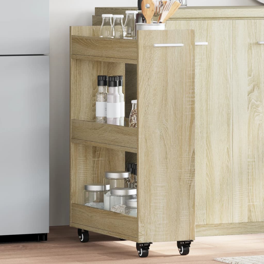 Cabinet on wheels, oak, 60x22x79cm, treated wood