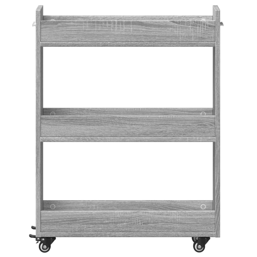 Cabinet with castors, grey, 60x22x79cm, engineered wood