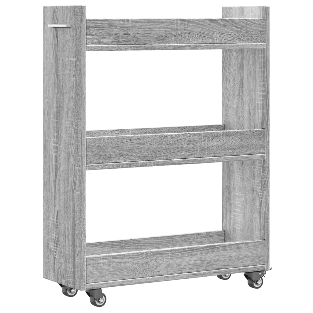 Cabinet with castors, grey, 60x22x79cm, engineered wood