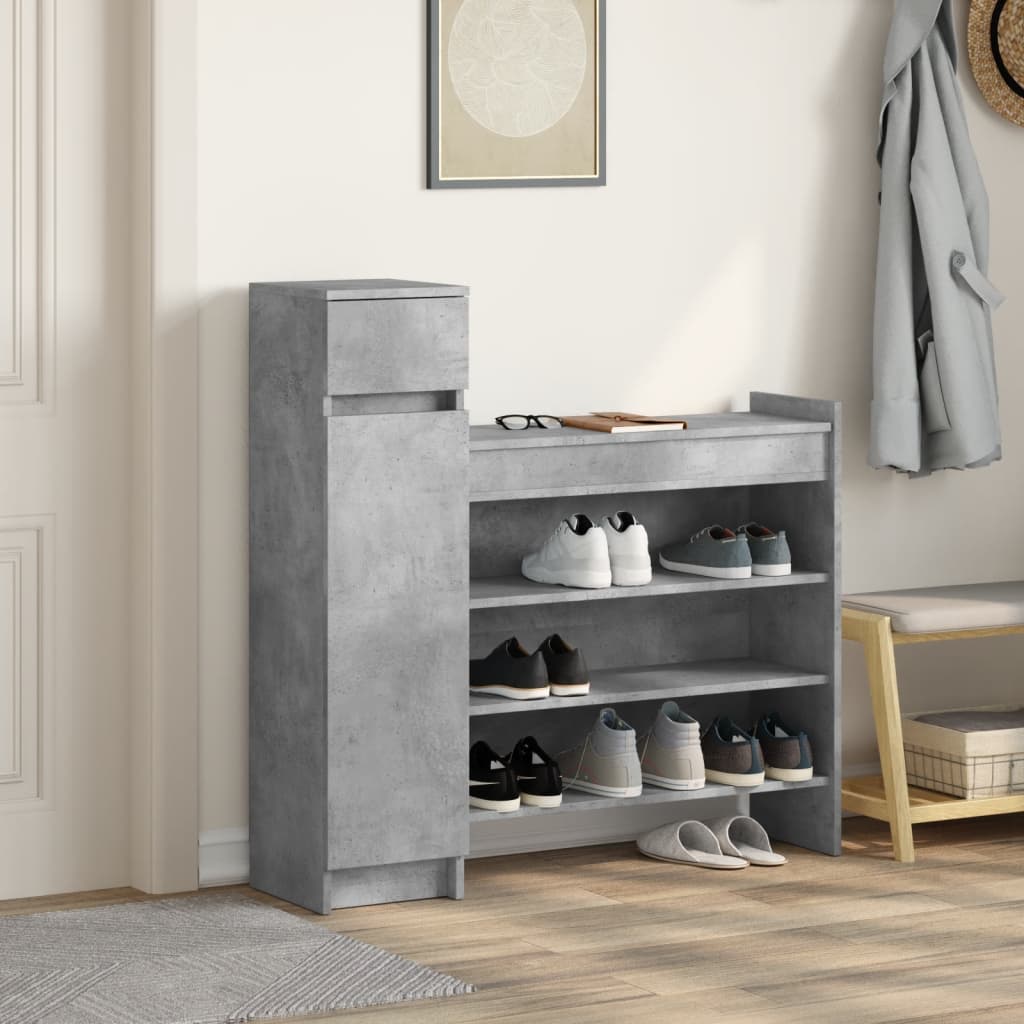 Shoe cabinet, concrete gray, 100.5x28x100 cm, engineered wood