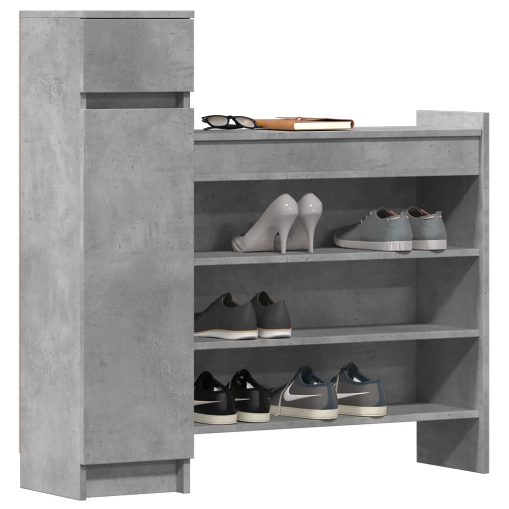 Shoe cabinet, concrete gray, 100.5x28x100 cm, engineered wood