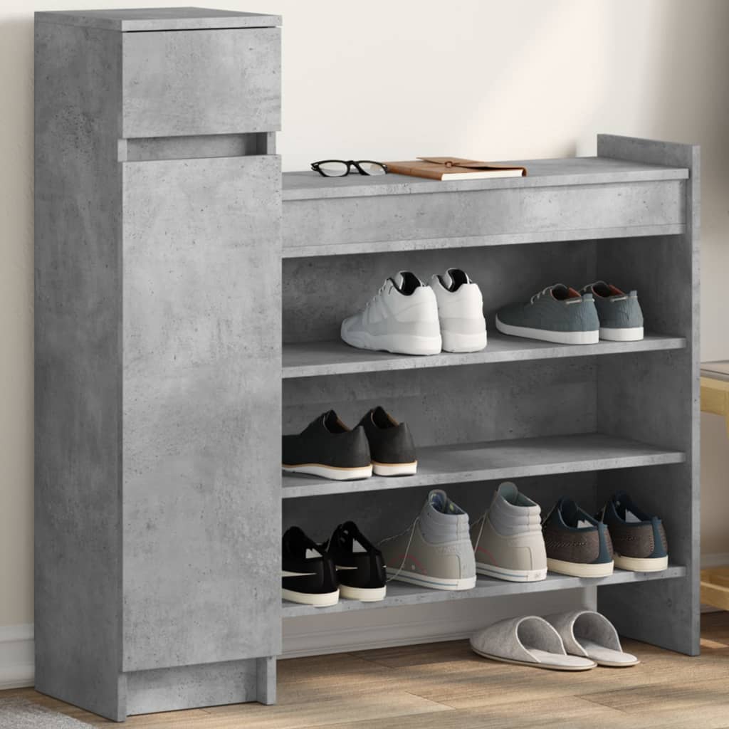 Shoe cabinet, concrete gray, 100.5x28x100 cm, engineered wood