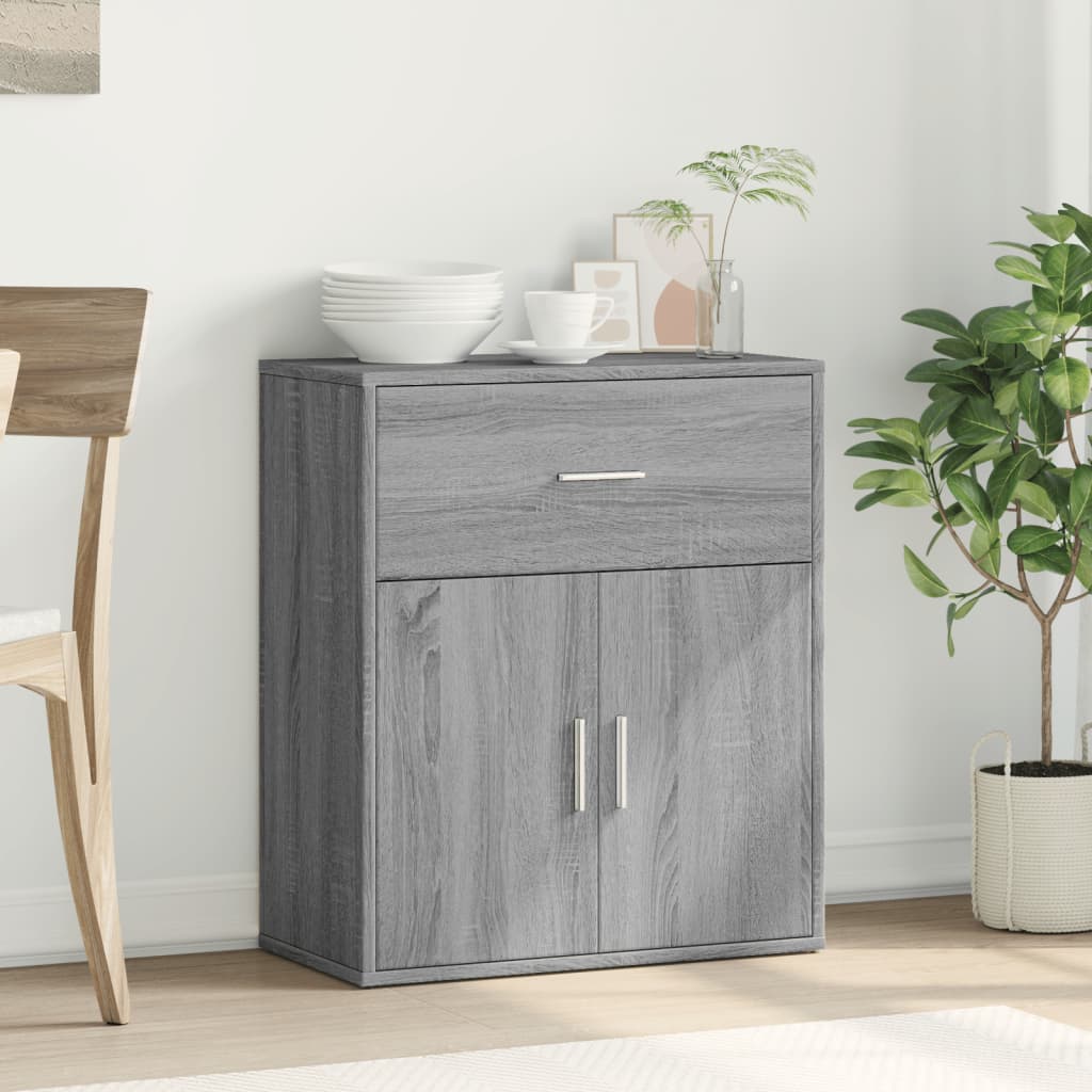 Side cabinet, grey oak, 60x31x70cm, engineered wood