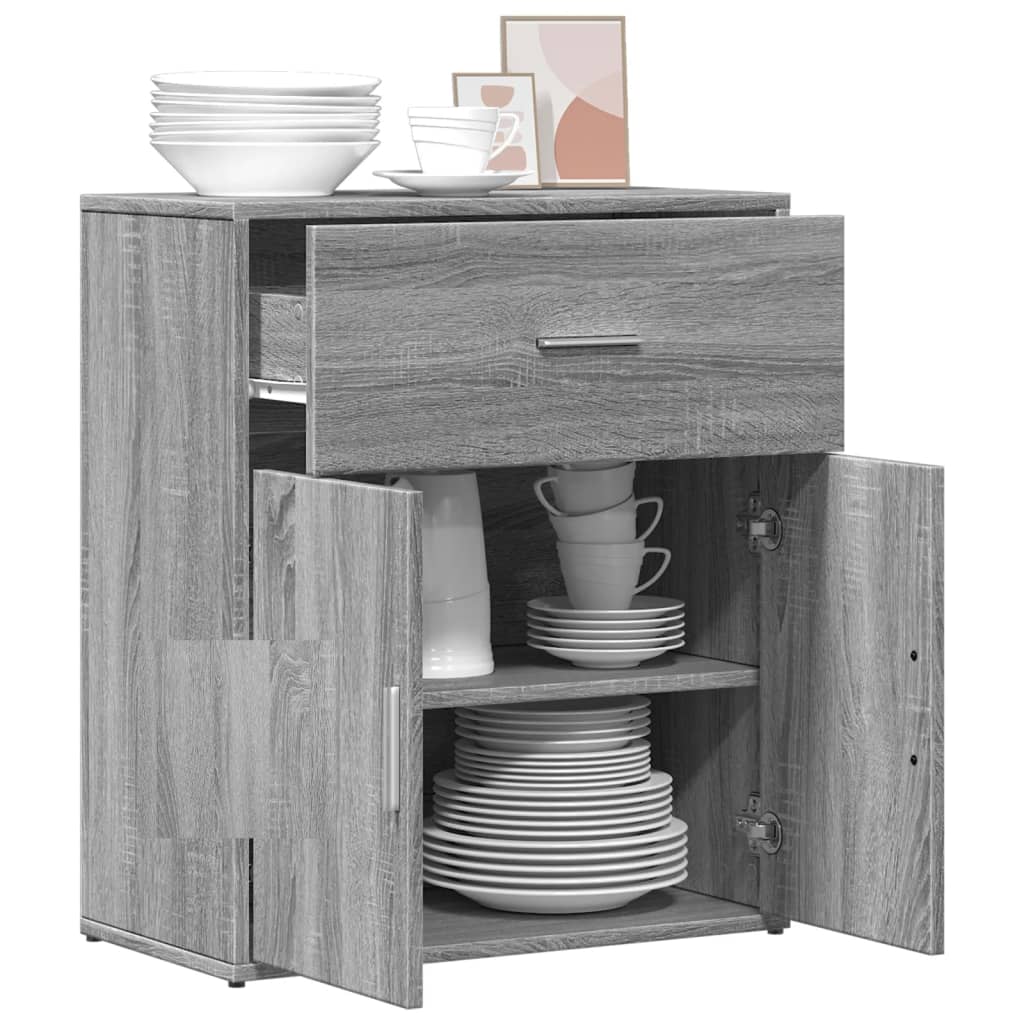 Side cabinet, grey oak, 60x31x70cm, engineered wood