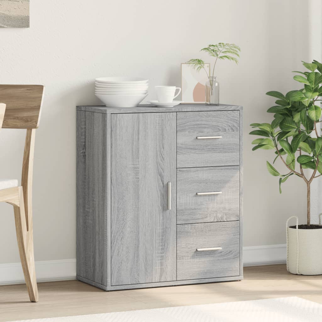 Side cabinet, grey oak, 60x31x70cm, engineered wood