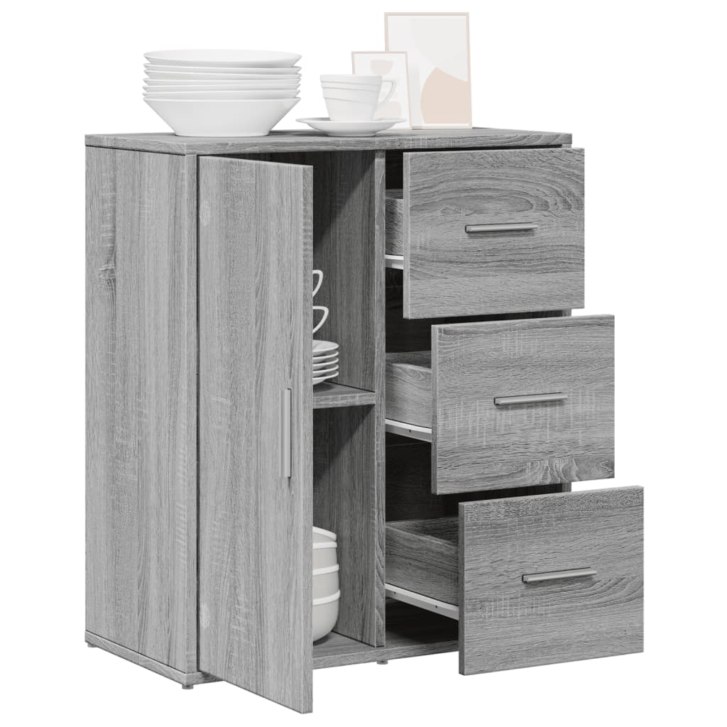 Side cabinet, grey oak, 60x31x70cm, engineered wood
