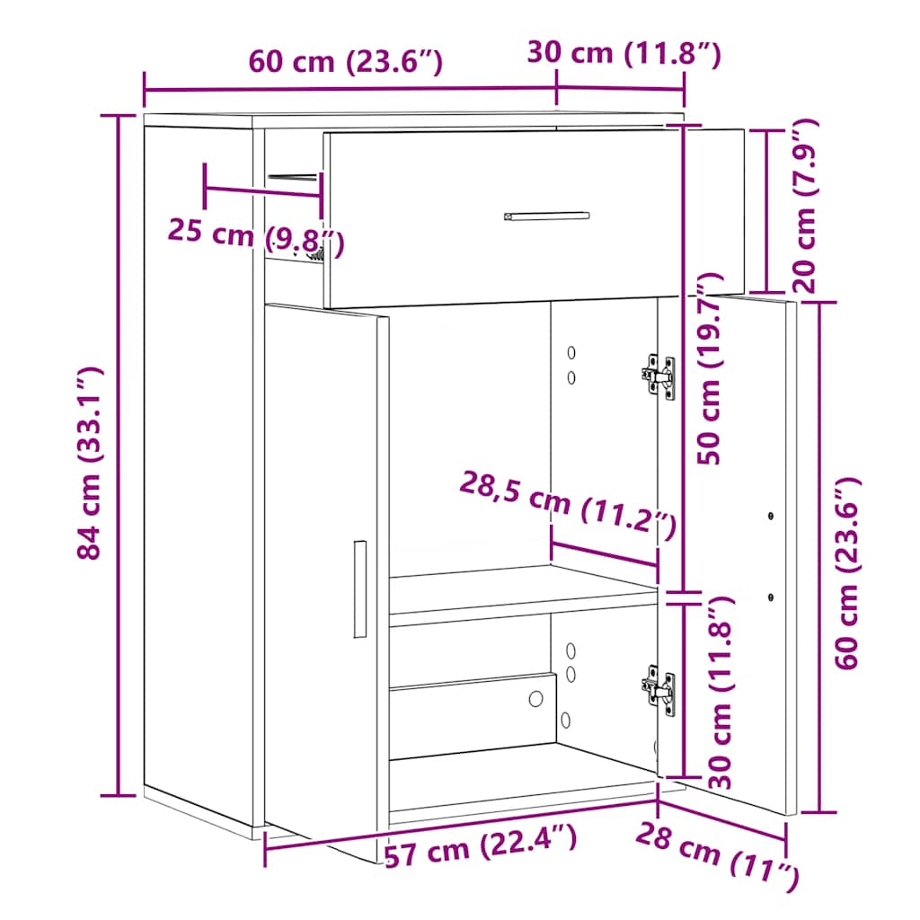 Side cabinet, Sonoma oak, 60x30x84cm, engineered wood