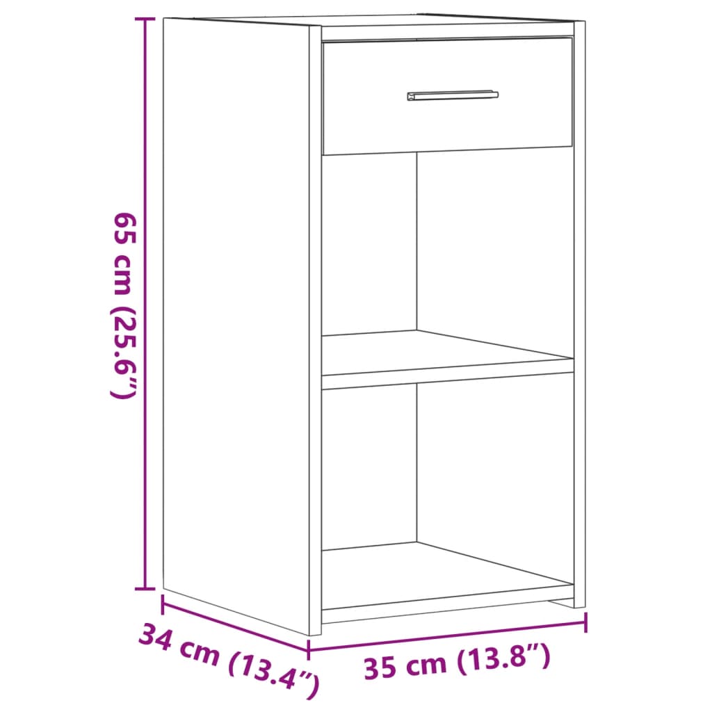 Bedside table, smoky oak, 35x34x65cm, engineered wood